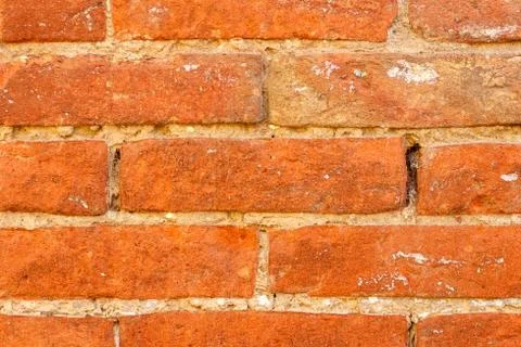 Texture of old red brick masonry close up Stock Photos