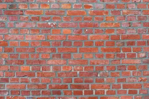 Texture of old red brick wall dutch clinker in different tones in cold light Stock Photos