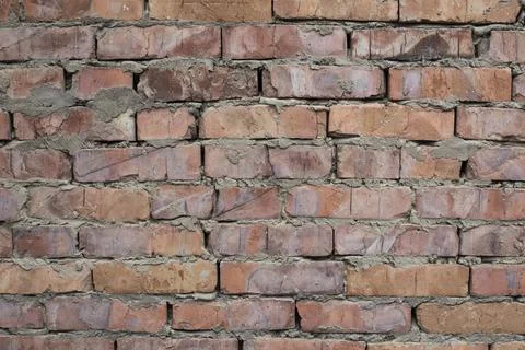 The texture of an old red brick wall. Stock Photos