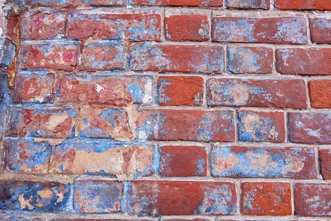 The texture of an old  red brick wall. Close-up, pattern. Stock Photos