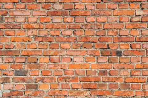 Texture of old red brick wall as background 스톡 사진