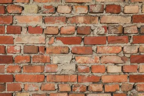 Texture of old red brick wall as background Stockfoto's