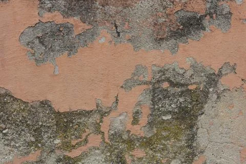 Texture of old rustic wall covered with Terracotta stucco, background photo Stock Photos