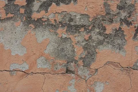 Texture of old rustic wall covered with Terracotta stucco, background photo Stock Photos