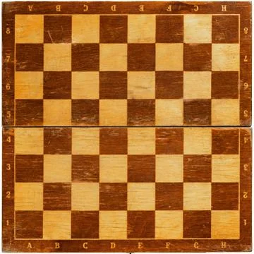 Texture old scratched chess board on an isolated background Stock Photos