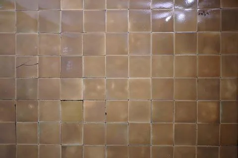 Texture. The old square tile is brown. Stock Photos