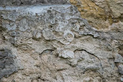 The texture of the old stucco on a brick wall. Foto stock