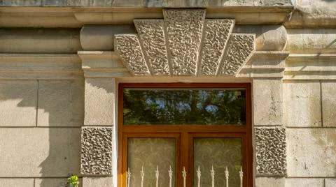 The texture of old wall covered with plaster as background. Stock Photos