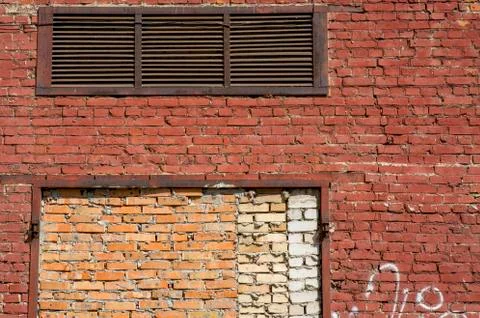 The texture of the old wall from the red bricks as background. Stock Photos