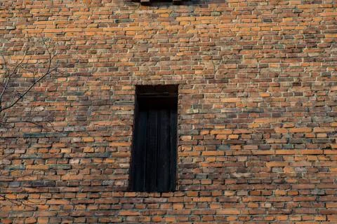 The texture of the old wall from red bricks as background Stock Photos