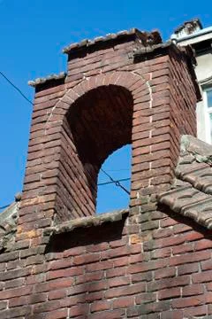 The texture of the old wall from red bricks as background Stock Photos