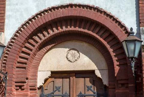The texture of the old wall from red bricks as background Stock Photos