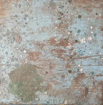 Texture of old wood surface. painted in blue paint with spots Stock Photos