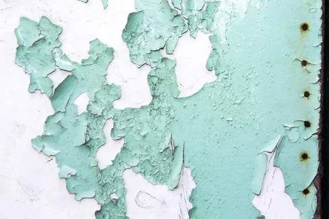 Texture of old wood surface with peeling paint Stock Photos