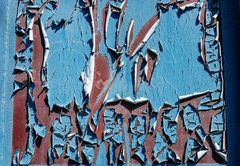 Texture or background of peeling blue paint on the sea shipping container Stock Photos