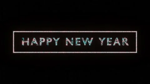 Texture or pattern formation on the text HAPPY NEW YEAR inside a box. Stock Footage 143592570