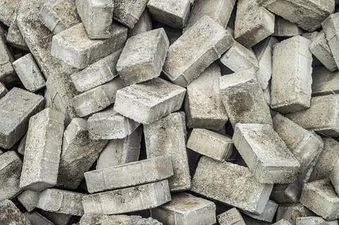 Texture or pattern of wallpaper or background of a messy pile of paving block Stock Photos