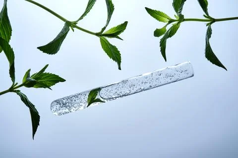 The texture of an organic cosmetic product in a test tube. Stock Photos