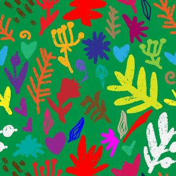 Texture ornament stylized plants elements natural motifs seamless overlapping Stock Illustration