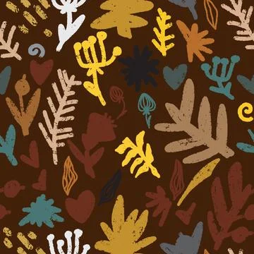 Texture ornament stylized plants elements natural motifs seamless overlapping Stock Illustration