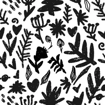 Texture ornament stylized plants elements natural motifs seamless overlapping Stock Illustration