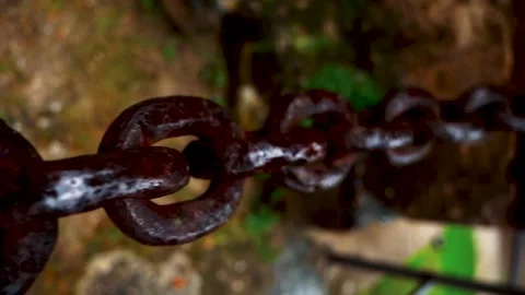 Texture of oxidized iron chain links in a historic site. Stock Footage 327685249