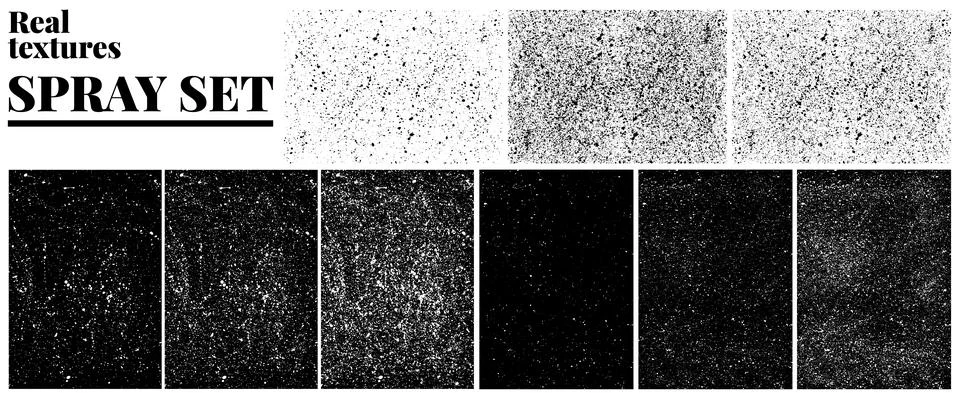 Texture pack of spray paint splashes on a white background, with artistic a.. Illustrazione stock