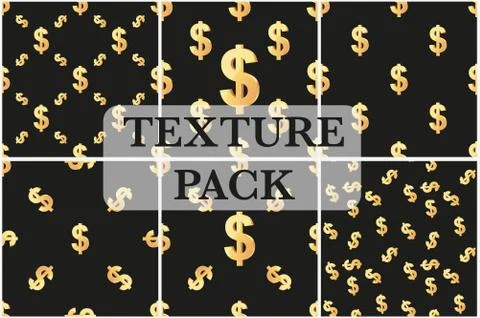 Texture pack of Universal vector seamless patterns tiling Finance theme with 库存插图