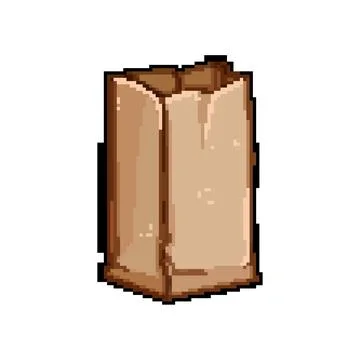 Texture paper lunch bag pixel art vector illustration Stock Illustration