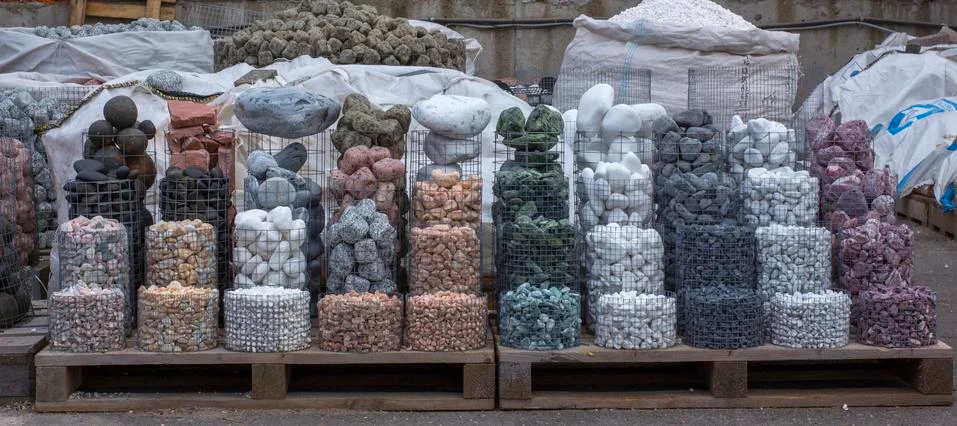 Texture, pattern, background. marble chips for landscaping pebbles close-up Stock Photos