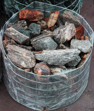 Texture, pattern, background. marble chips for landscaping pebbles close-up Stockfoto's