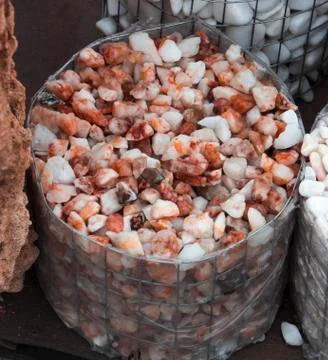 Texture, pattern, background. marble chips for landscaping pebbles close-up 스톡 사진