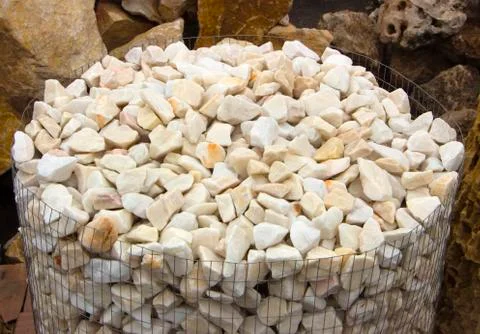 Texture, pattern, background. marble chips for landscaping pebbles close-up Stockfoto's