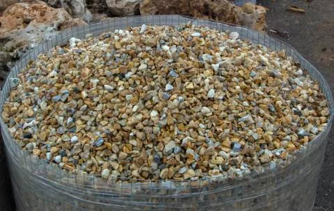 Texture, pattern, background. marble chips for landscaping pebbles close-up 스톡 사진