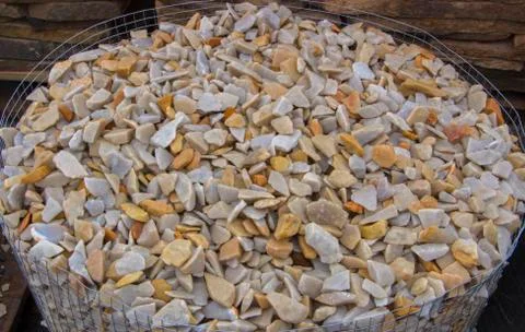 Texture, pattern, background. marble chips for landscaping pebbles close-up Stockfoto's