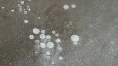 Texture pattern background white Winter, river ice air bubbles stagnant. drawing 스톡 동영상 144106176