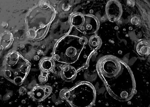 Texture pattern background white Winter, river ice air bubbles stagnant. drawing Stock Photos