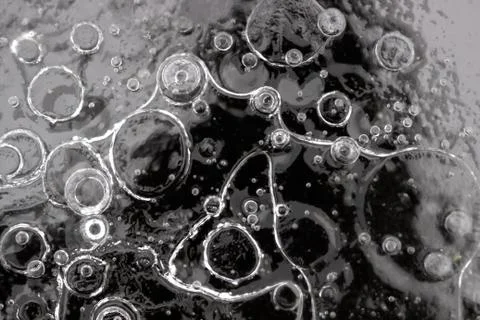 Texture pattern background white Winter, river ice air bubbles stagnant. drawing Stock Photos