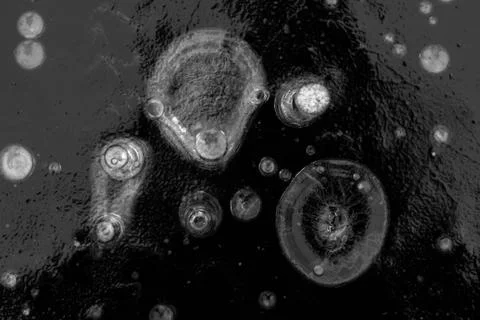 Texture pattern background white Winter, river ice air bubbles stagnant. drawing Stock Photos