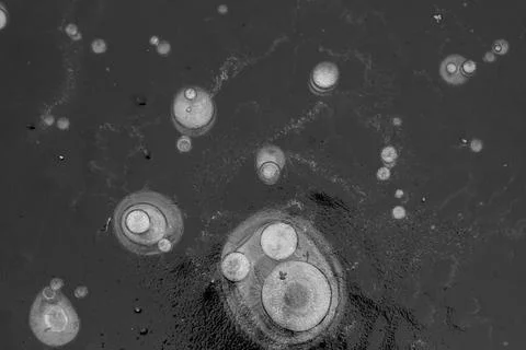 Texture pattern background white Winter, river ice air bubbles stagnant. drawing Stock Photos