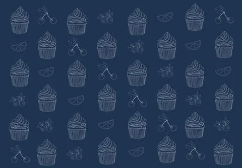Texture pattern for fabrics background of muffin cupcakes for a bakery or swe Stock Illustration