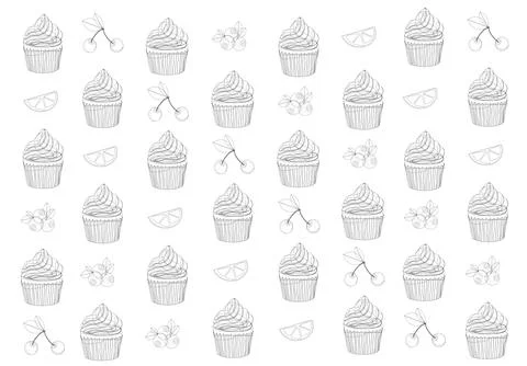 Texture pattern for fabrics background of muffin cupcakes for a bakery or swe Illustrazione stock