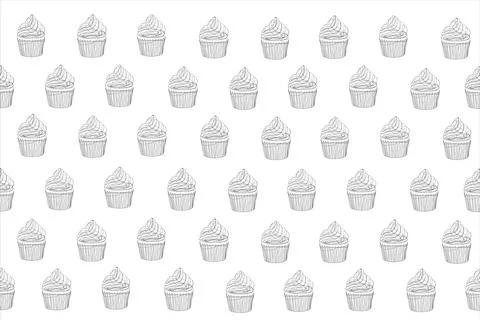 Texture pattern for fabrics background of muffin cupcakes for a bakery or swe Stock Illustration