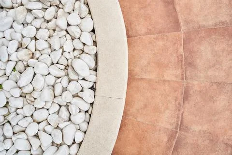 Texture pattern natural white stones and ceramic tiles flat lay Stock Photos