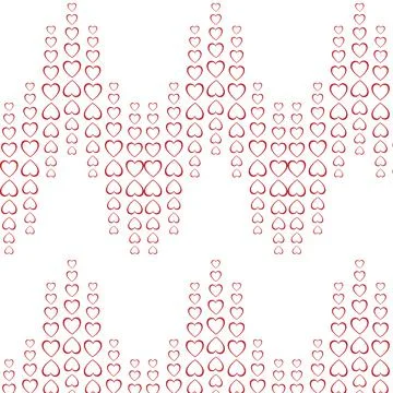 Texture pattern of red festive hearts arranged in a wave, zigzag for Valentin Illustrazione stock