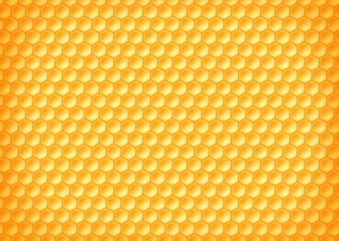 Texture pattern of yellow honeycombs with honey. 스톡 일러스트