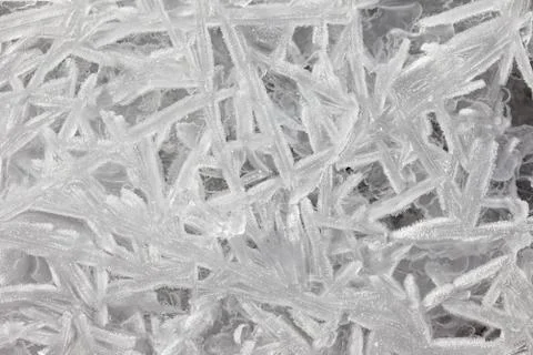 Texture patterns of ice crystals closeup Stock Photos