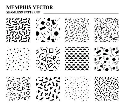 Texture patterns. Seamless dot abstract geometric doodles, memphis 90s simp.. Stock Illustration