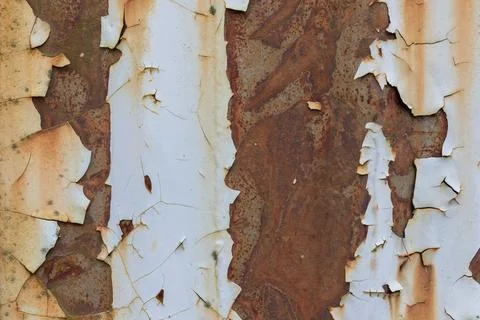 Texture of peeling paint on rusty metal Stock Photos