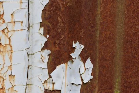 Texture of peeling paint on rusty metal Stock Photos
